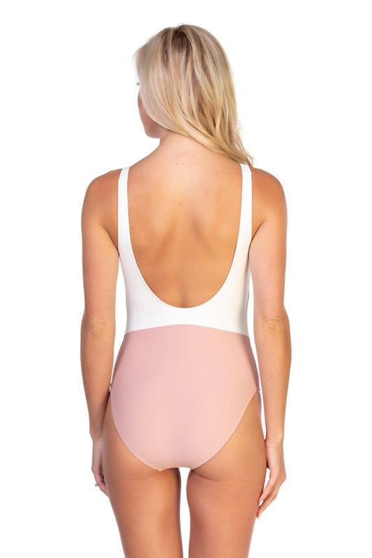 Two Tone One Piece Swimsuit