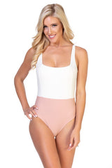 Two Tone One Piece Swimsuit