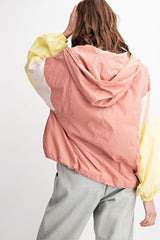 Color Block Wind Breaker Jacket